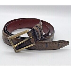 Remo Tulliani Belt Brown Italian Calfskin Leather Croc Style Buckle Size 46 USA